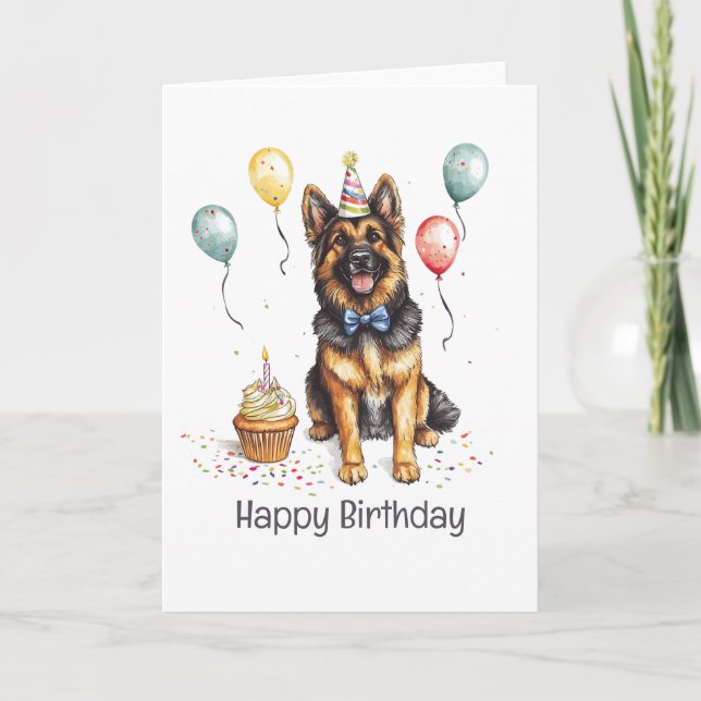 Grattis på födelsedagen tysk schäferhund kort (Framsida)