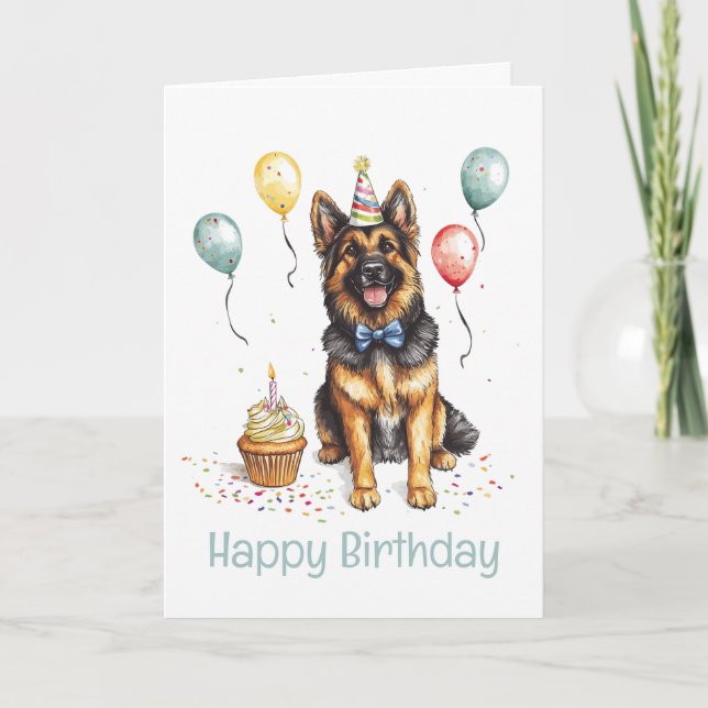 Grattis på födelsedagen tysk schäferhund kort (Framsida)