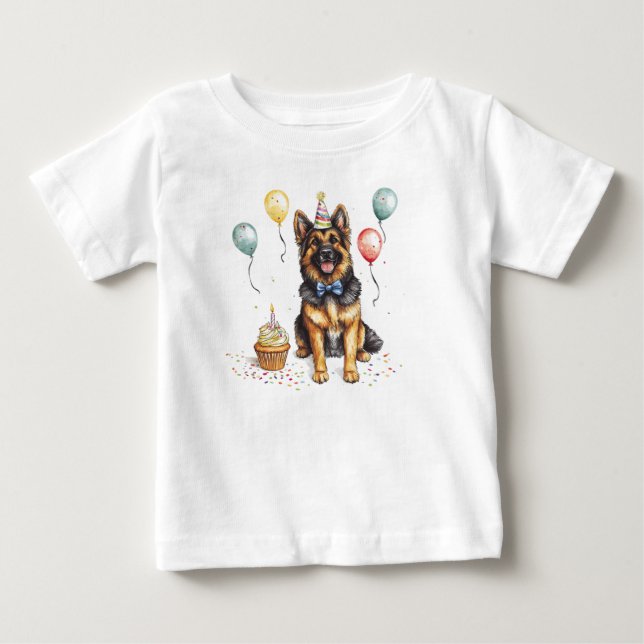 Grattis på födelsedagen tysk schäferhund t shirt (Framsida)