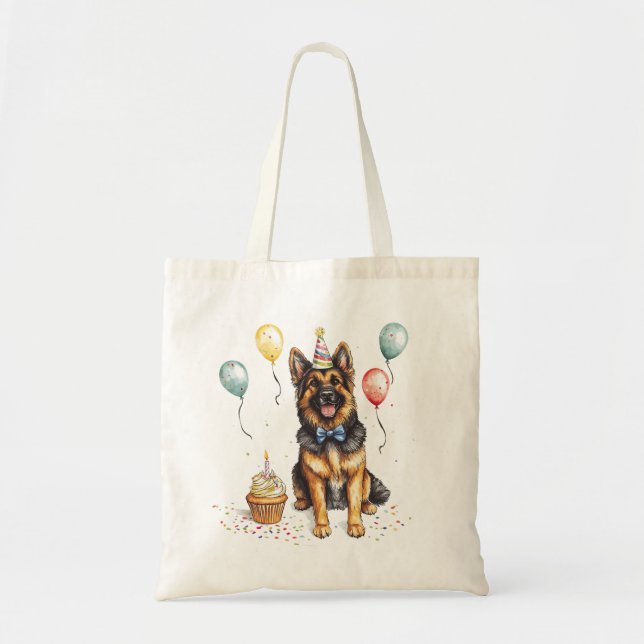 Grattis på födelsedagen tysk schäferhund tygkasse (Framsidan)