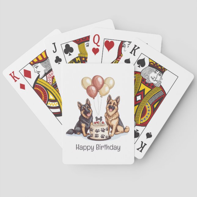 Grattis på födelsedagen-tyska shepherd Hundar Birt Casinokort (Baksidan)