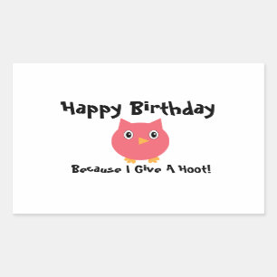 Grattis på födelsedagen Uggla Rosa Funny Hoot Per Rektangulärt Klistermärke