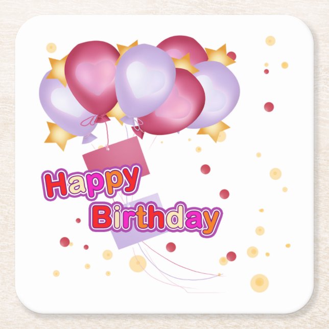Grattis på födelsedagen Underlägg Papper Kvadrat (Framsidan)