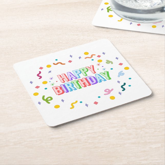 Grattis på födelsedagen underlägg papper kvadrat (Vinklad)