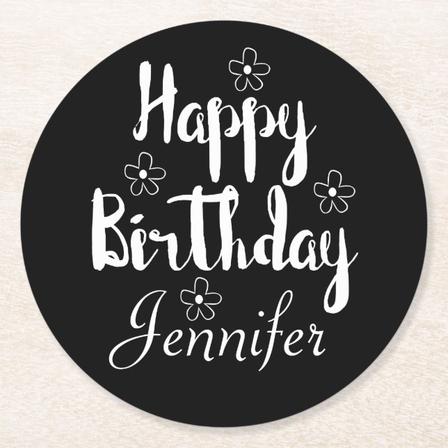 grattis på födelsedagen underlägg papper rund (Framsidan)
