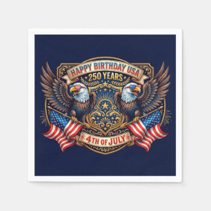 Grattis på födelsedagen USA 250 år Patriotiska Ö Pappersservett