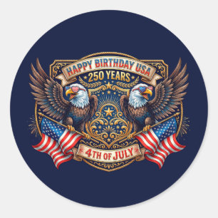 Grattis på födelsedagen USA 250 år Patriotiska Ö Runt Klistermärke