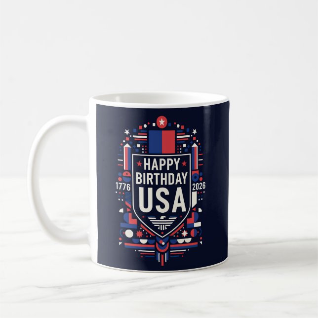 Grattis på födelsedagen USA 250 Kaffemugg (Vänster)
