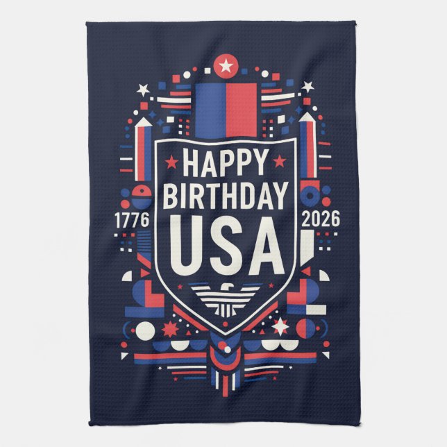 Grattis på födelsedagen USA 250 Kökshandduk (Vertikal)