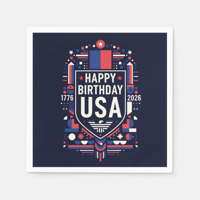 Grattis på födelsedagen USA 250 Pappersservett (Framsidan)