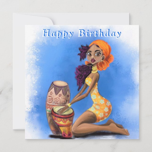 Grattis på födelsedagen - Vacker afrikansk Drummer (Framsida)