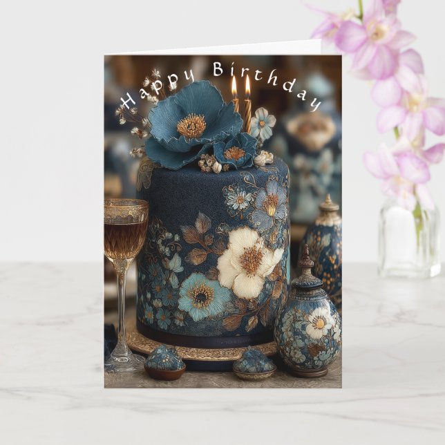 Grattis på födelsedagen Vacker Blå Vita  Blommor T Kort (Orkide)