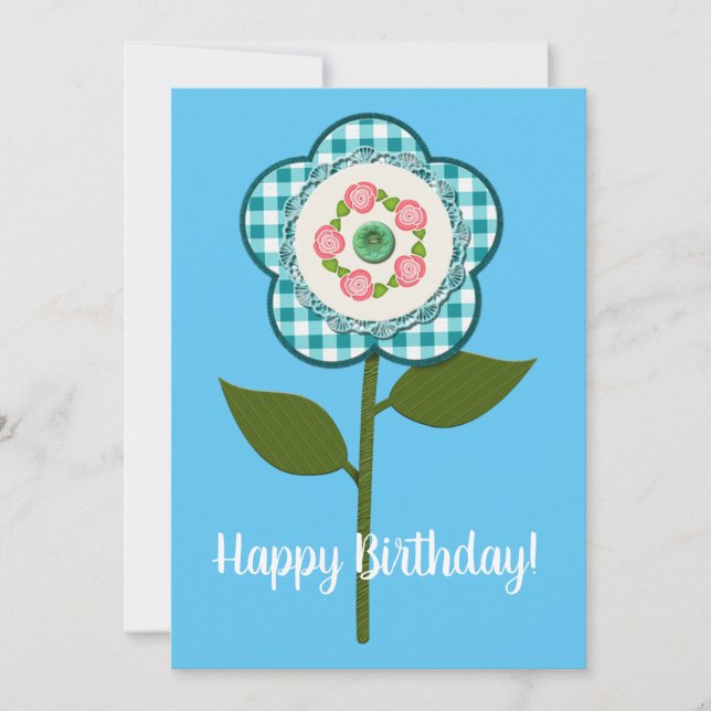 Grattis på födelsedagen! Vacker falsk tygblomma  (Framsida)