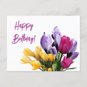 Grattis på födelsedagen vacker färgrik vår blomste helg vykort