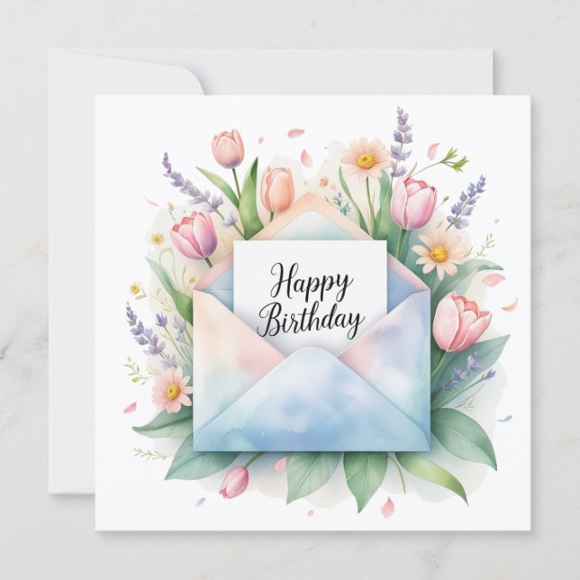 Grattis på födelsedagen & vackra blommor. Grattisk Julkort (Framsida)