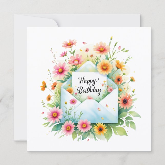 Grattis på födelsedagen & vackra blommor Grattisko Julkort (Framsida)