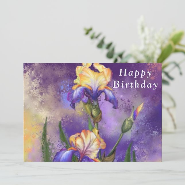 Grattis på födelsedagen - Vackra Iris Flowers (Stående Fram)