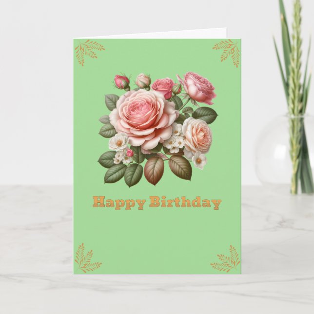 Grattis på födelsedagen Vackra Rosor Kort (Framsida)