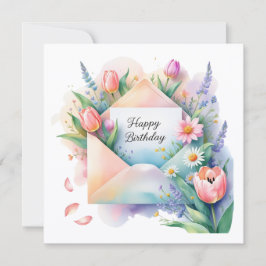 Grattis på födelsedagen & vackra vårblommor Kort