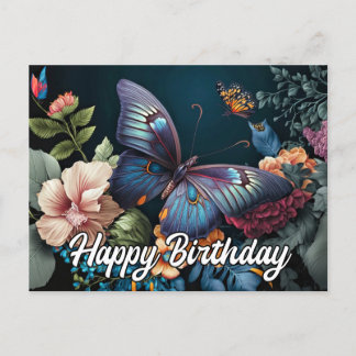Grattis på födelsedagen Vackra Vintage Butterfly D Helg Vykort