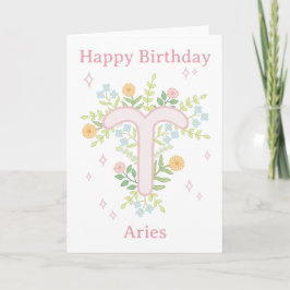Grattis på födelsedagen Väduren Blommig Illustrati Kort