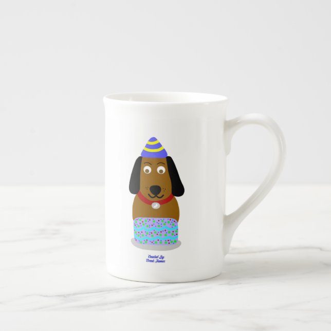 Grattis på födelsedagen Valp Bone China Mugg Benporslin Mugg (Höger)