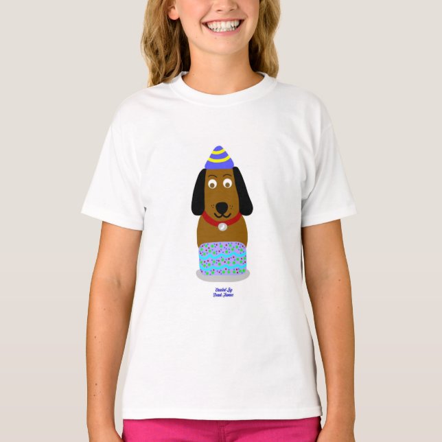 Grattis på födelsedagen Valp Girl's White Basic T  Shirt (Framsida)