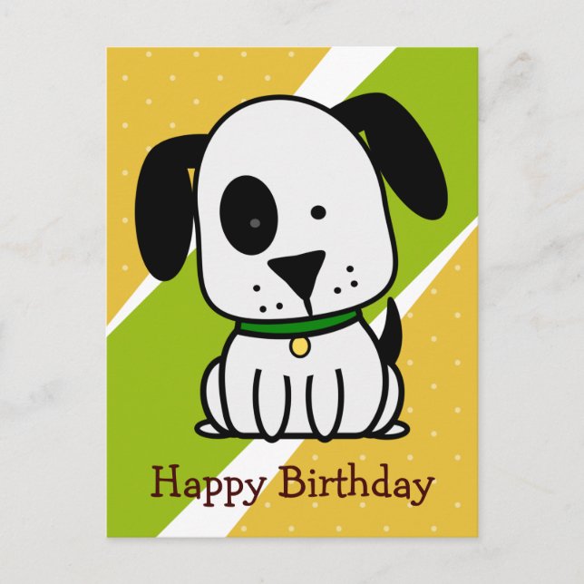 Grattis på födelsedagen Valp Hund Helg Vykort (Framsida)