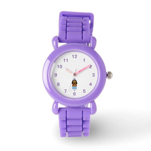 Grattis på födelsedagen Valp Kids Red Glitter Stra Armbandsur (Framsida)