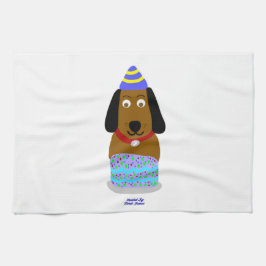 Grattis på födelsedagen Valp Kitchen Towel Kökshandduk