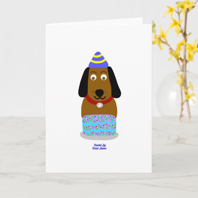 Grattis på födelsedagen Valp Lodrät Standard Greet Kort (Gul blomma)