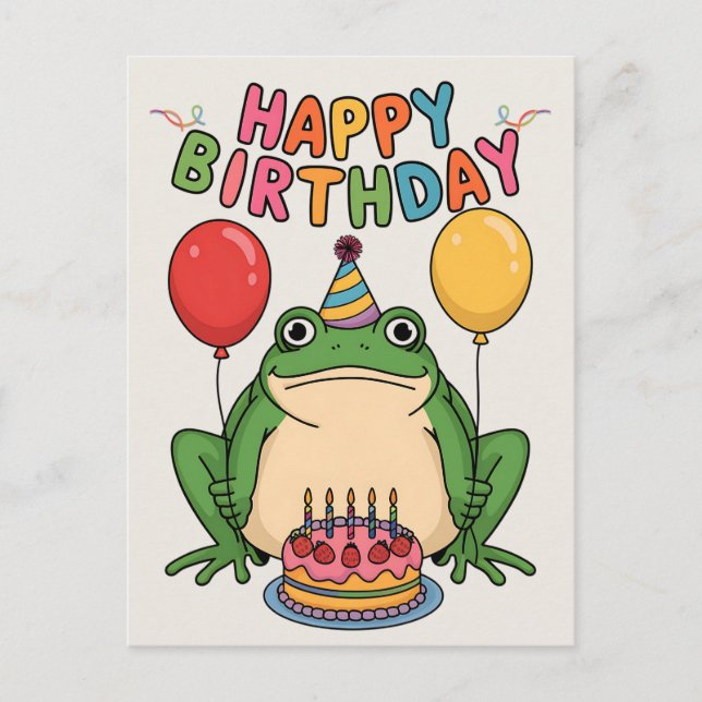 Grattis på födelsedagen Vänner Familj Rolig Groda Vykort (Framsida)