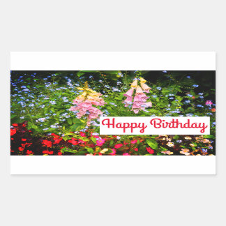 Grattis på födelsedagen Vår blommor #7-2 Stickers Rektangulärt Klistermärke