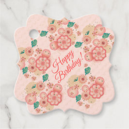 Grattis på födelsedagen - Vår Peach Flowers Garden Gåvor Etiketter