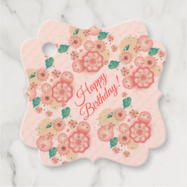 Grattis på födelsedagen - Vår Peach Flowers Garden Gåvor Etiketter