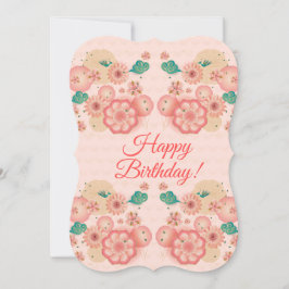 Grattis på födelsedagen - Vår Peach Flowers Garden Inbjudningar
