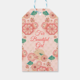Grattis på födelsedagen - Vår Peach Flowers Garden Presentetikett