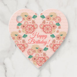 Grattis på födelsedagen - vårens persikoblomstrand gåvor etiketter