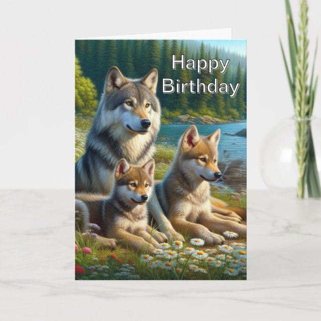 Grattis på födelsedagen Varg Natur Födelsedags Kor Kort (Framsida)