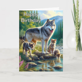 Grattis på födelsedagen Vargar Natur Gratulationsk Kort