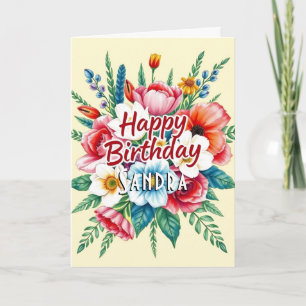 Grattis på födelsedagen Vattenfärg Blommig Bukett Kort