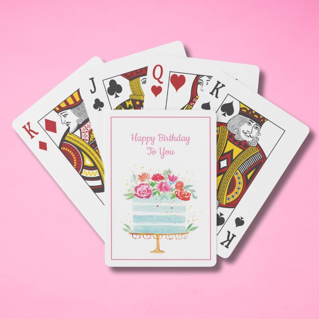 Grattis på födelsedagen Vattenfärg Blommig Födelse Casinokort (Skapare uppladdad)