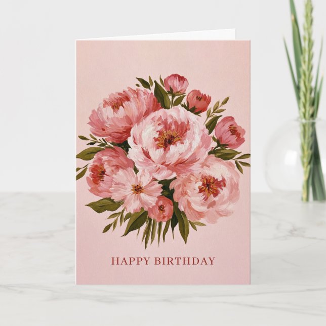 Grattis på födelsedagen vattenfärg Blommig Kort (Framsida)