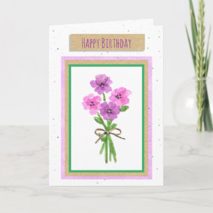 Grattis på födelsedagen Vattenfärg Blommor Kort