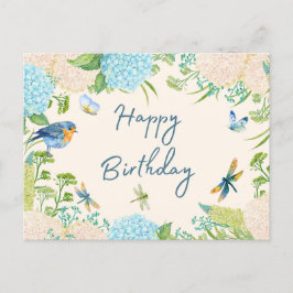 Grattis på födelsedagen Vattenfärg Hydrangea Blomm Vykort