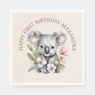 Grattis på födelsedagen Vattenfärg Koala Pappersservett