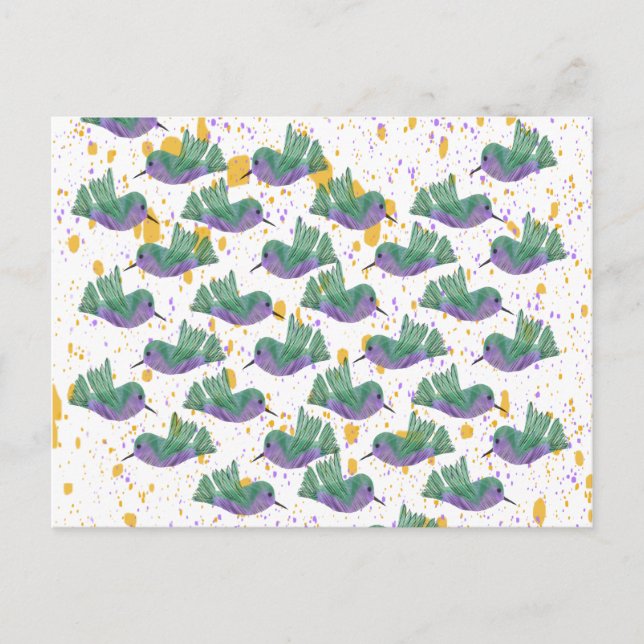 Grattis på födelsedagen Vattenfärgskolibri för all Vykort (Framsida)