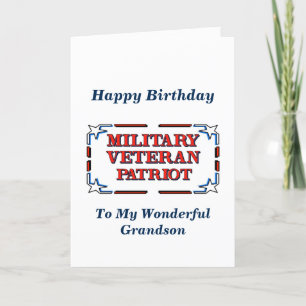 Grattis på födelsedagen Veteran Grandson Card Kort
