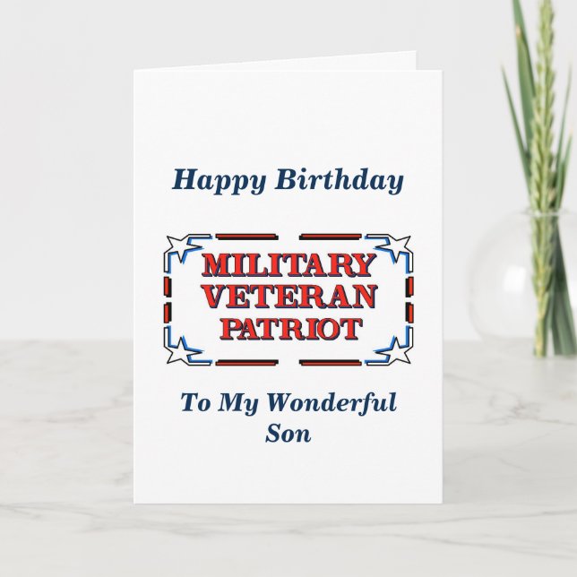 Grattis på födelsedagen Veteran Son Card Kort (Framsida)
