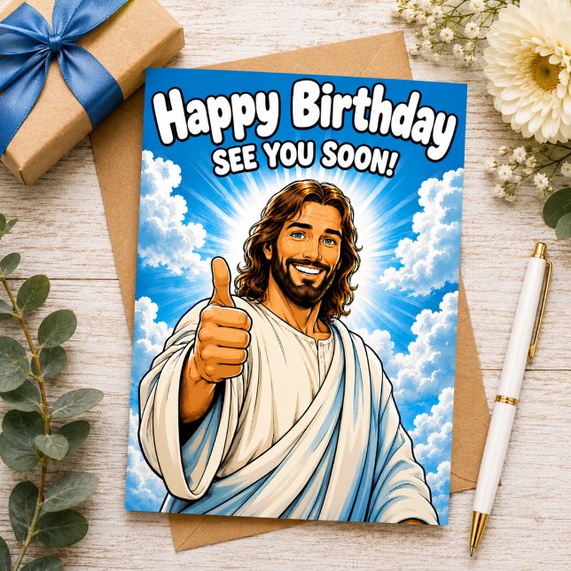 Grattis på födelsedagen — Vi ses snart! Kort (🎂 A Heavenly Funny Birthday Surprise!)